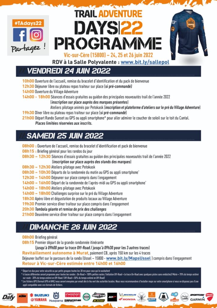 Programme Trail Adventure Days 2022