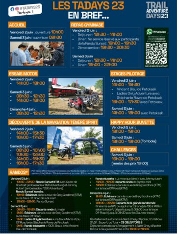 Prgogramme des Trail Adventure Days 2023