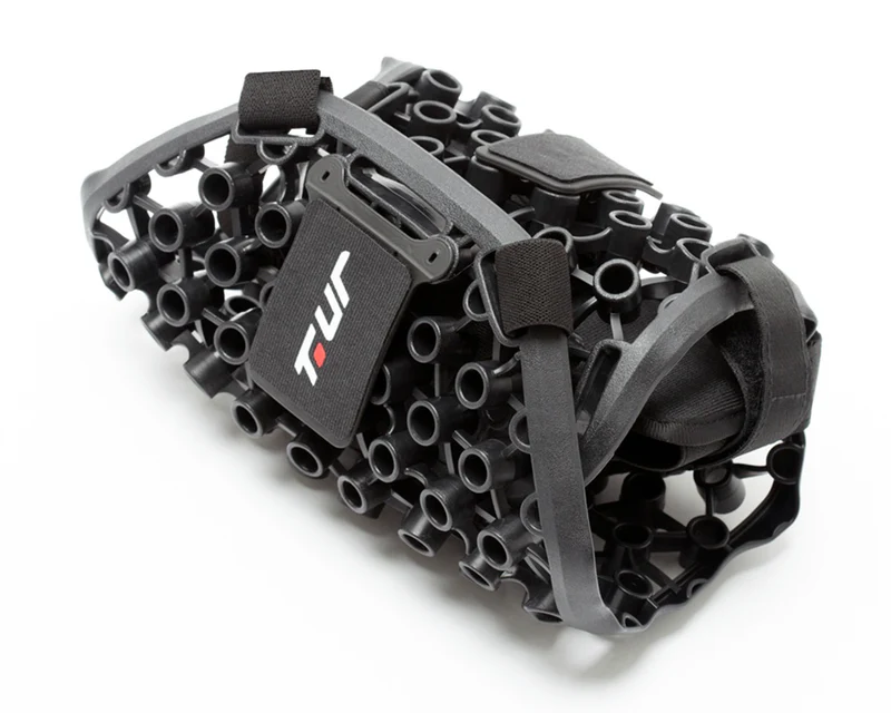 Dorsale moto T.ur EASYFLEX 2 pliée avec structure flexible et sangles