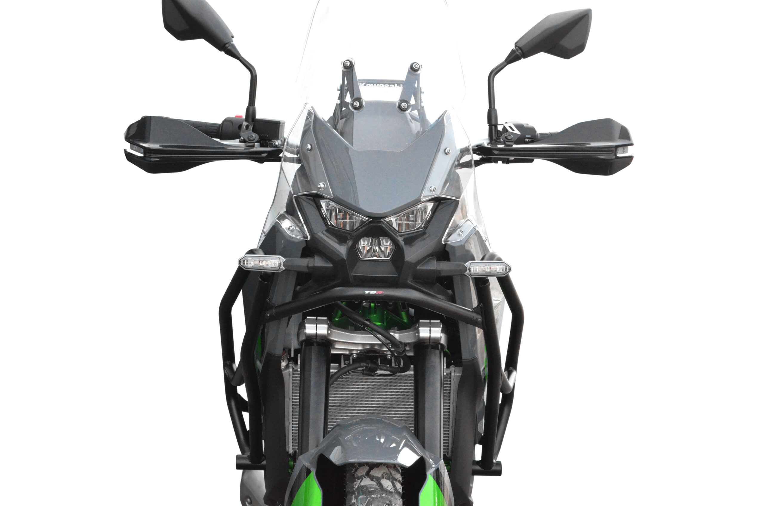 Kawasaki KLE500 2026 équipée protection avant Top Block Trail, vue de face